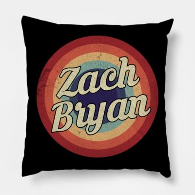 Zach Bryan Retro Circle Vintage Throw Pillow Official Zach Bryan Merch