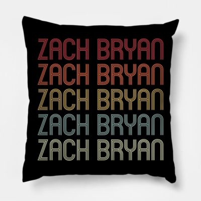 Retro Zach Wordmark Repeat Vintage Style Throw Pillow Official Zach Bryan Merch