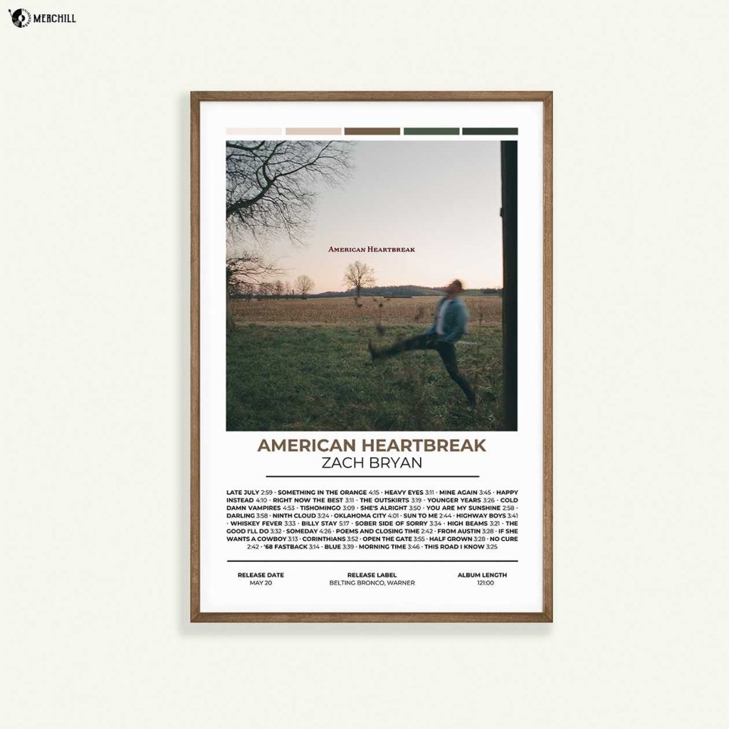 American HeartBreak Poster Zach Bryan Album Cover - Zach Bryan Merch