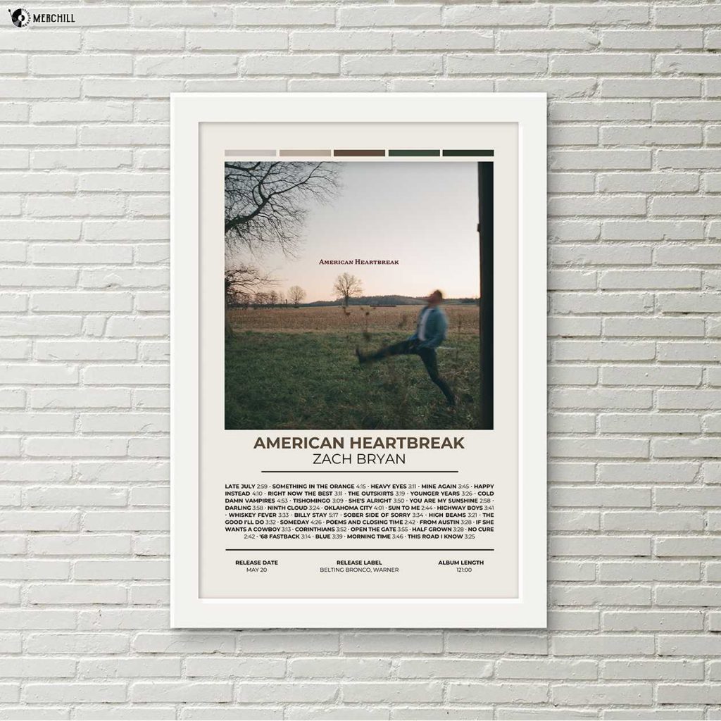 American HeartBreak Poster Zach Bryan Album Cover 3 - Zach Bryan Merch