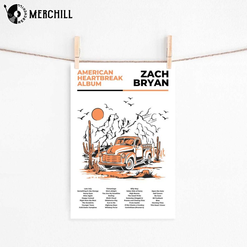 American Heartbreak Album Poster Zach Bryan Gift - Zach Bryan Merch