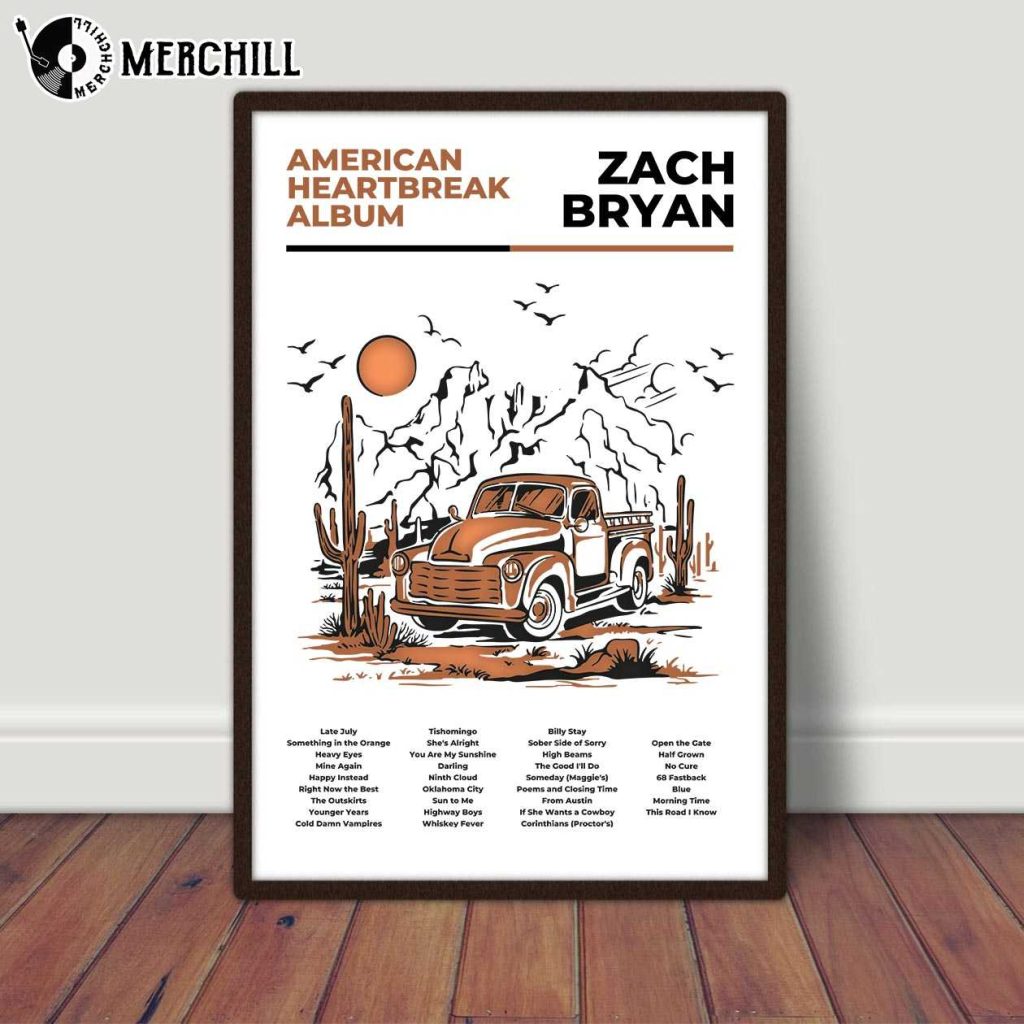 American Heartbreak Album Poster Zach Bryan Gift 2 - Zach Bryan Merch