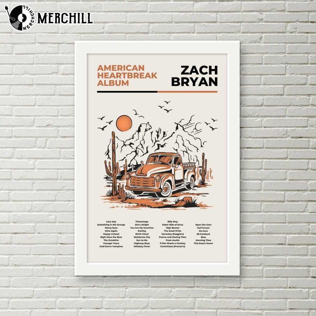 American Heartbreak Album Poster Zach Bryan Gift 3 - Zach Bryan Merch