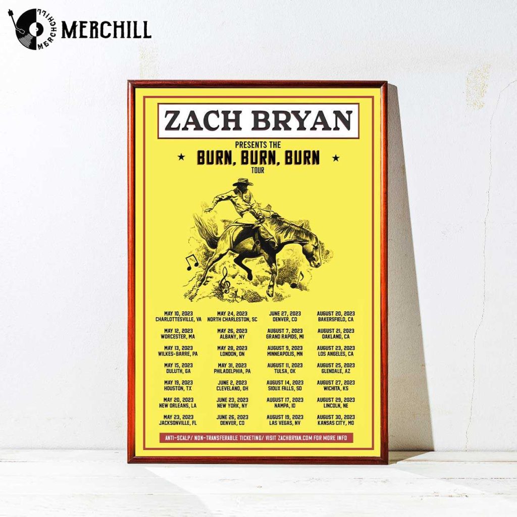 Burn Burn Burn Tour Zach Bryan Poster Gifts for Country Music Lovers - Zach Bryan Merch