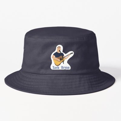 Zach Bryan Holding Guitar Image With Name Bucket Hat Official Zach Bryan Merch